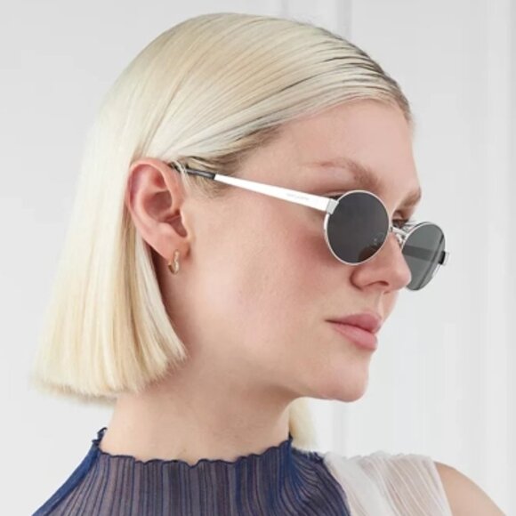 NWT SAINT LAURENT SILVER UNISEX SUNGLASSES - Picture 2 of 5
